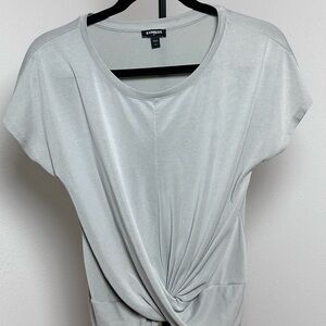 Express Women's Light Gray Short Sleeve Top